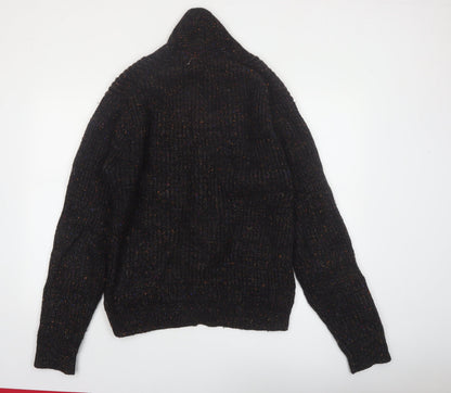 Pebble Beach Mens Black Wool Blend Cardigan XL Rib Knit Classic Style
