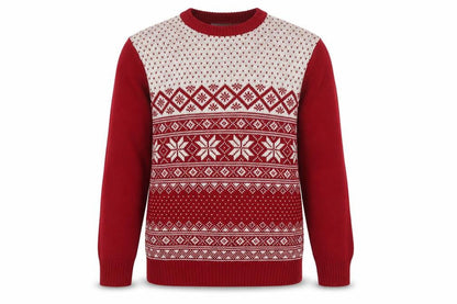 Dockers Men's Red Fair Isle Cotton Christmas Jumper Size S