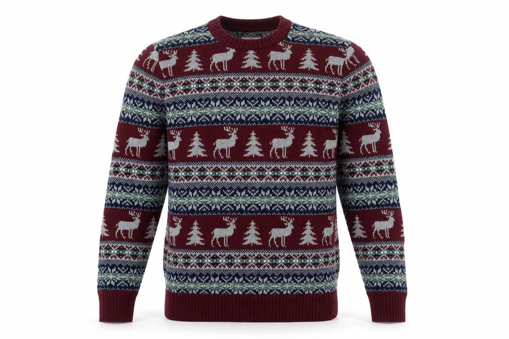 St John’s Bay Men’s Red Fair Isle Cotton Christmas Jumper Size S