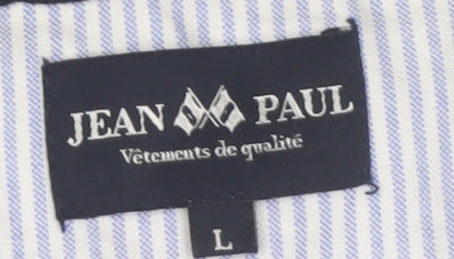 Jean Paul Mens Blue Striped Cotton Crew Neck Jumper L