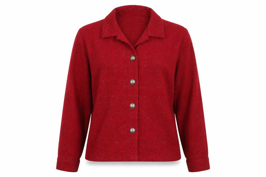 Christopher & Banks Women Red L Suit Jacket Long Sleeve Button Front