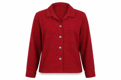 Christopher & Banks Women Red L Suit Jacket Long Sleeve Button Front