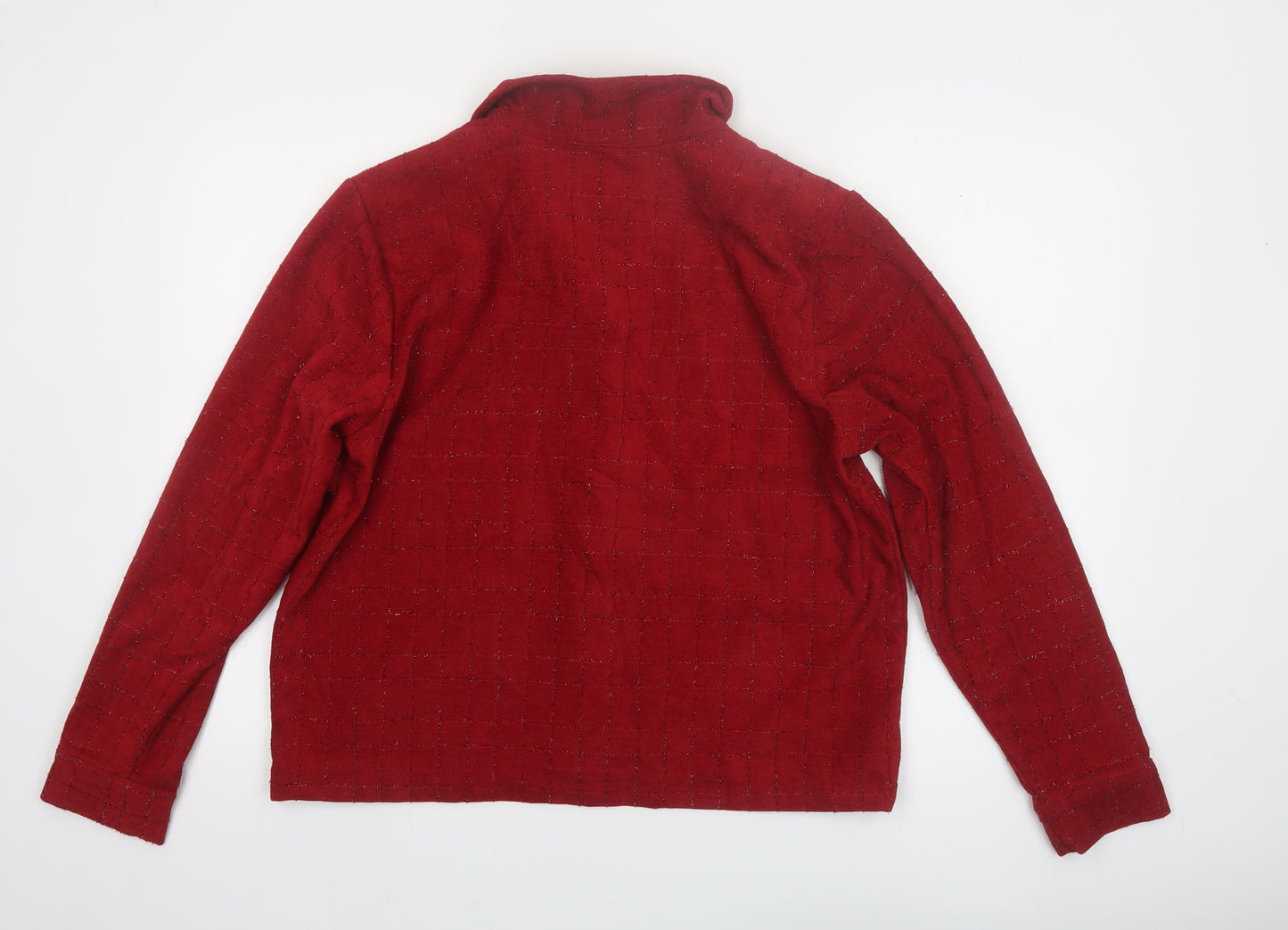 Christopher & Banks Women Red L Suit Jacket Long Sleeve Button Front