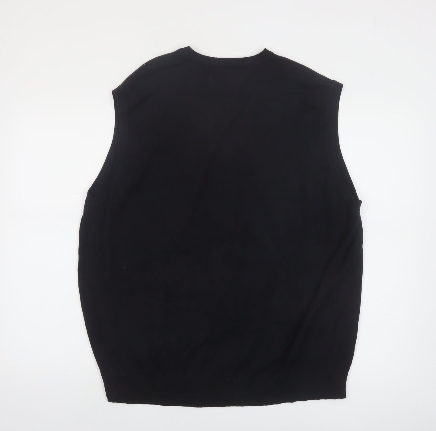 Club Room Men Black Argyle Cotton V-Neck Sleeveless Jumper XL