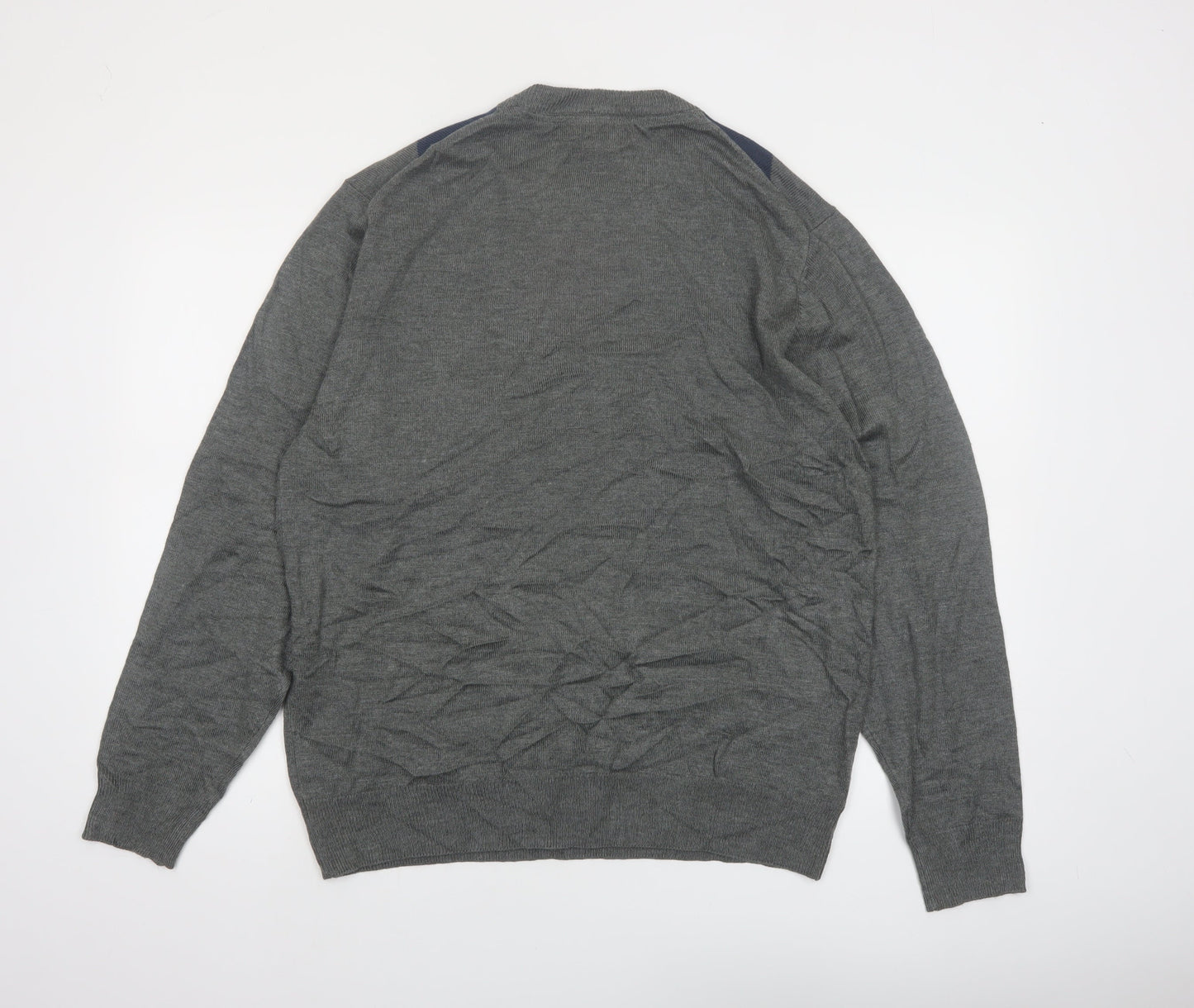 Tricots St Raphael Men's Grey Argyle Acrylic Pullover Jumper L