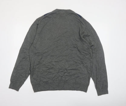 Tricots St Raphael Men's Grey Argyle Acrylic Pullover Jumper L