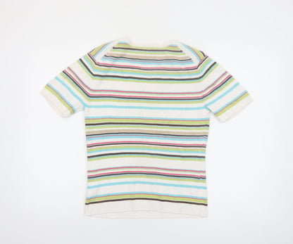 Croft & Barrow Women's Multicoloured Stripe Cotton V-Neck T-Shirt M