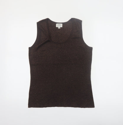 Cleo Petites Brown Knit Sleeveless Tank Top Size M Women's