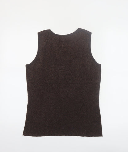 Cleo Petites Brown Knit Sleeveless Tank Top Size M Women's