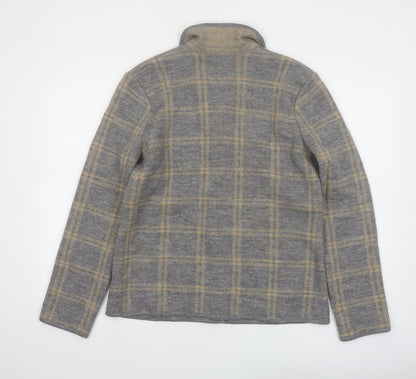 Rena Rowan Womens Grey Plaid Wool Cardigan Jacket Size M