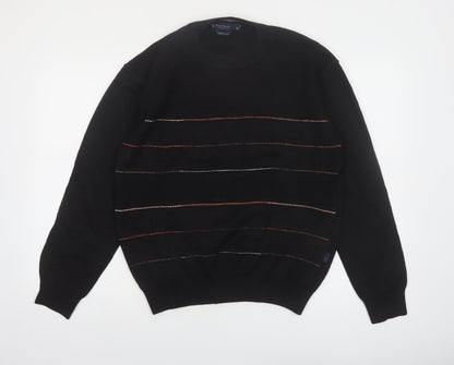 Westbury Men’s Black Wool Striped Crew Neck Jumper M