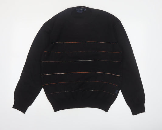 Westbury Men’s Black Wool Striped Crew Neck Jumper M