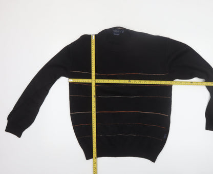 Westbury Men’s Black Wool Striped Crew Neck Jumper M