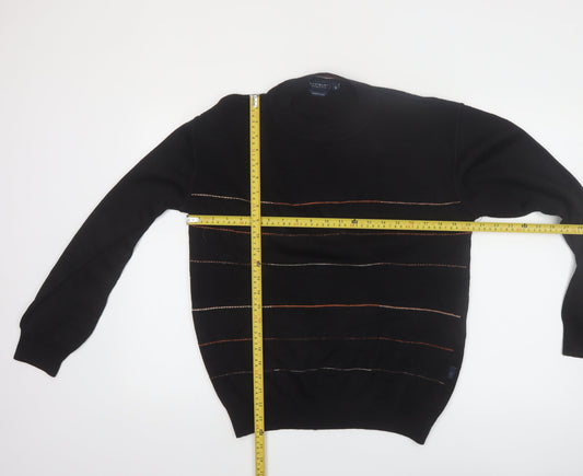 Westbury Men’s Black Wool Striped Crew Neck Jumper M