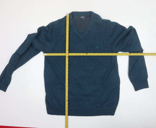 IZOD Men's Blue Cotton V-Neck Pullover Jumper Size L