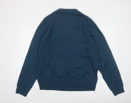 IZOD Men's Blue Cotton V-Neck Pullover Jumper Size L