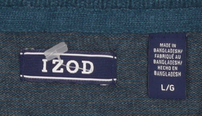 IZOD Men's Blue Cotton V-Neck Pullover Jumper Size L