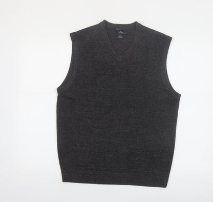 Dockers Mens Grey Acrylic V-Neck Knit Sleeveless Vest M