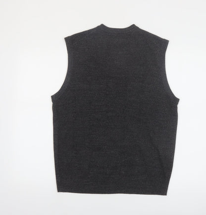 Dockers Mens Grey Acrylic V-Neck Knit Sleeveless Vest M