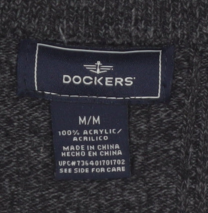 Dockers Mens Grey Acrylic V-Neck Knit Sleeveless Vest M