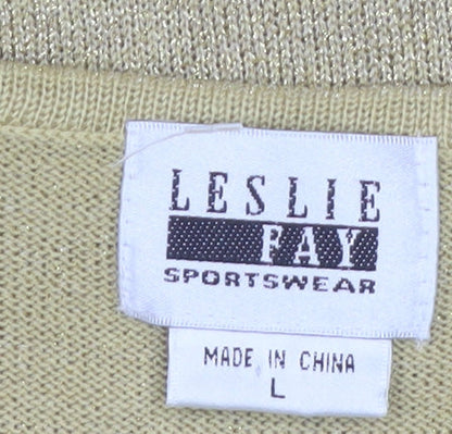 Leslie Fay Women's Gold Knit Short Sleeve Top Size L