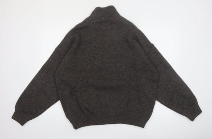 Aklanda Men's Brown Wool Henley Jumper Size L Classic Knit