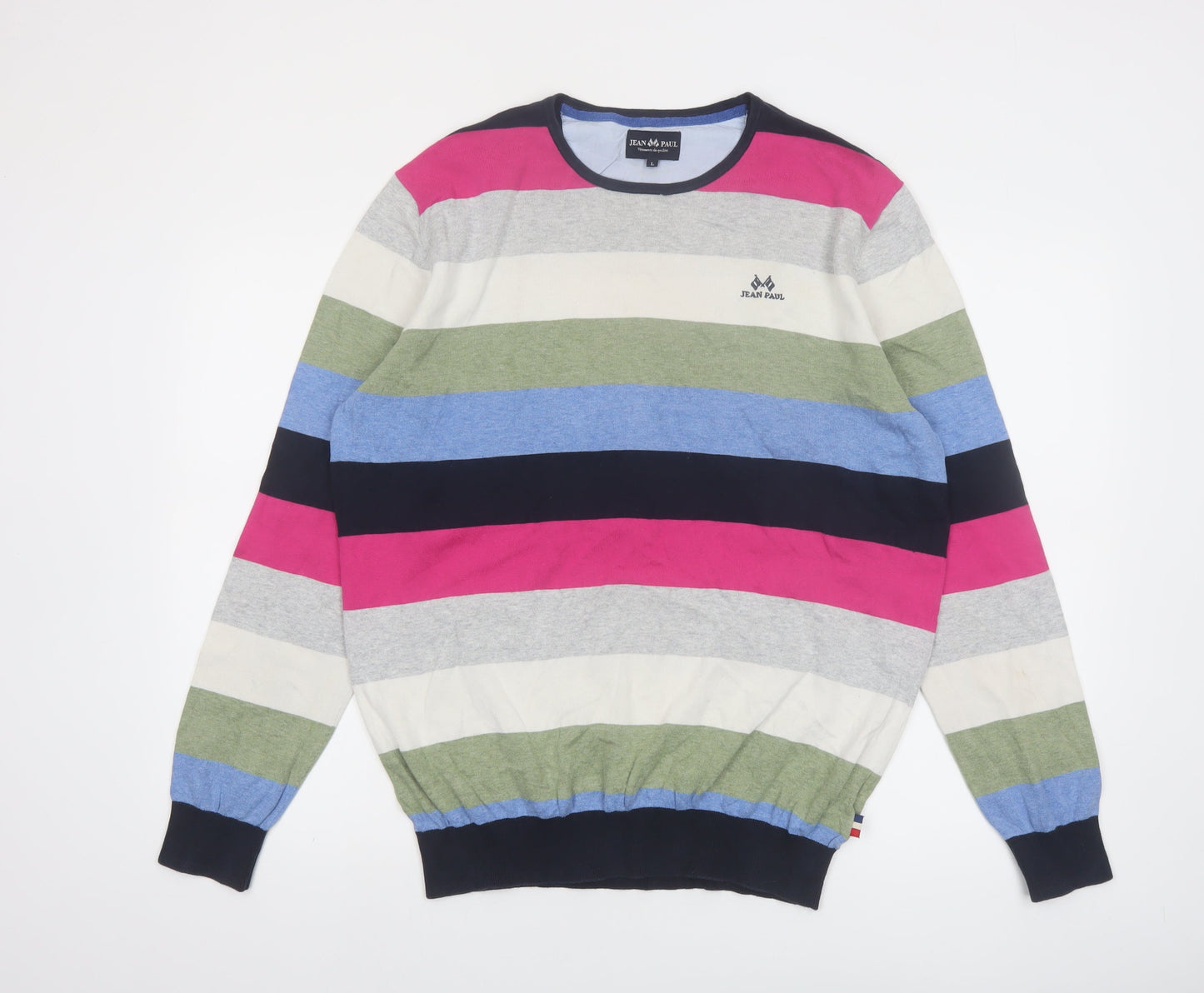 Jean Paul Men’s Multicoloured Striped Cotton Jumper L