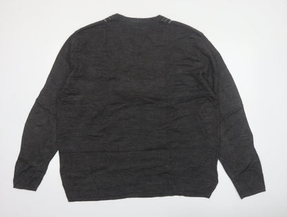 Arnold Palmer Men's Grey XL V-Neck Striped Knit Pullover Jumper