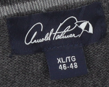 Arnold Palmer Men's Grey XL V-Neck Striped Knit Pullover Jumper