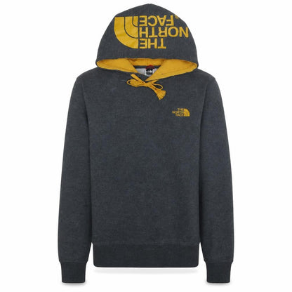 The North Face Men's Grey XS Pullover Hoodie with Yellow Logo
