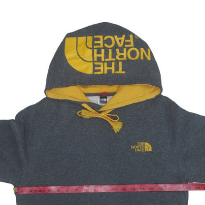 The North Face Men's Grey XS Pullover Hoodie with Yellow Logo