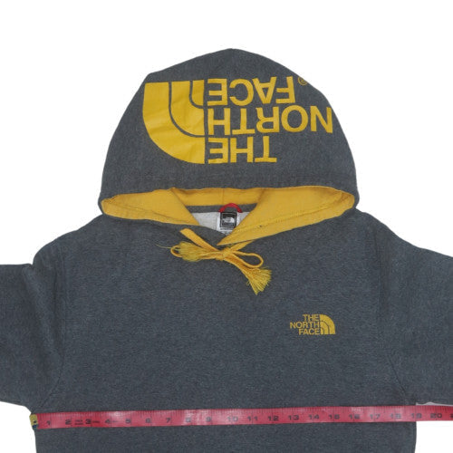 The North Face Men's Grey XS Pullover Hoodie with Yellow Logo