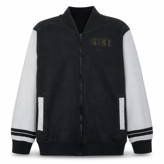 Nike Men's Black XL Varsity Activewear Jacket Full Zip Cotton Blend