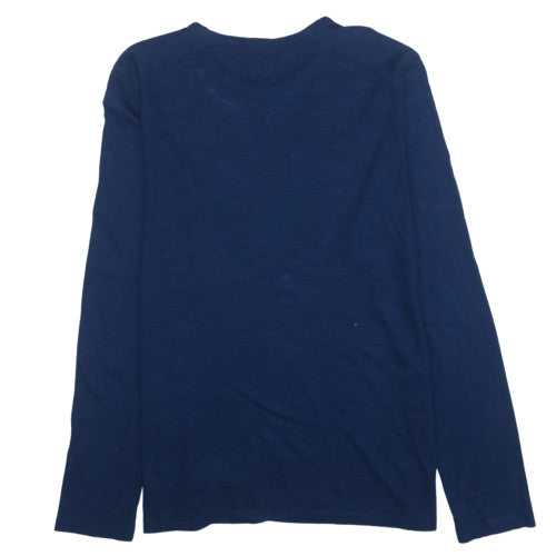 Hugo Boss Men's Blue Long Sleeve Crew Neck Cotton T-Shirt Medium
