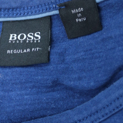 Hugo Boss Men's Blue Long Sleeve Crew Neck Cotton T-Shirt Medium