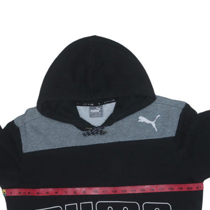 Puma Men's Black Small Pullover Hoodie with Logo Print