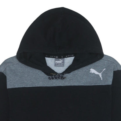 Puma Men's Black Small Pullover Hoodie with Logo Print