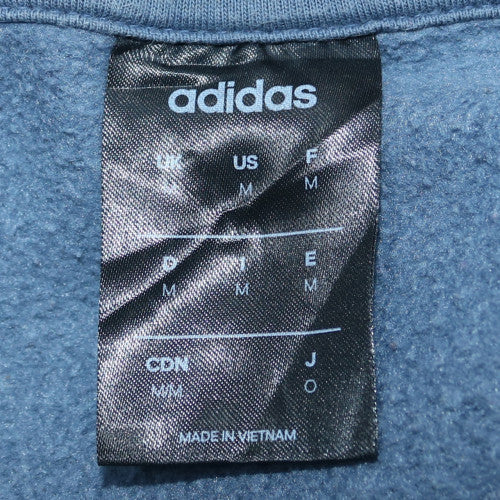 Adidas Men Blue Logo Crew Neck Pullover Sweatshirt Size M