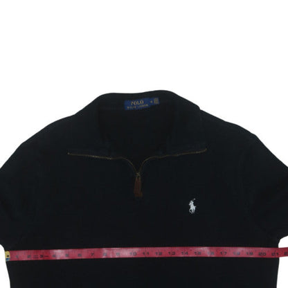 Ralph Lauren Men's Black 1/4 Zip Cotton Jumper - Size M Classic Fit