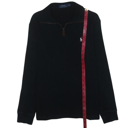 Ralph Lauren Men's Black 1/4 Zip Cotton Jumper - Size M Classic Fit