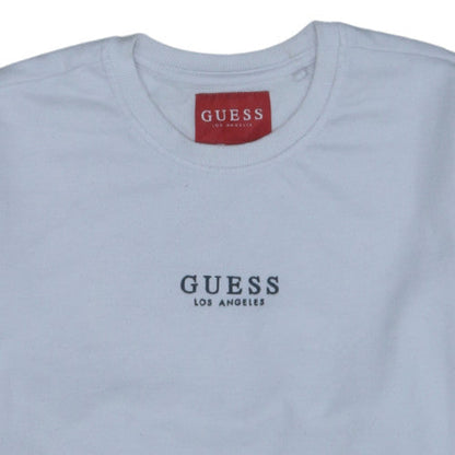 GUESS Men's White Logo Embroidered Sweatshirt Size L Pullover Crew Neck