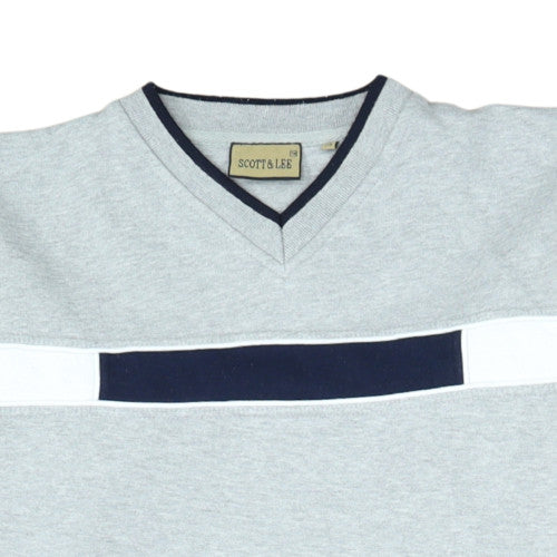 Scott & Lee Mens Grey V-Neck Pullover Sweatshirt M