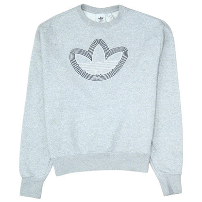 Adidas Women Grey Crew Neck Pullover Sweatshirt Size M Logo Design