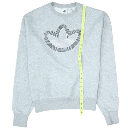 Adidas Women Grey Crew Neck Pullover Sweatshirt Size M Logo Design