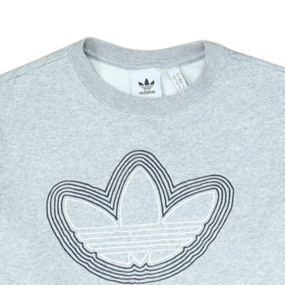 Adidas Women Grey Crew Neck Pullover Sweatshirt Size M Logo Design