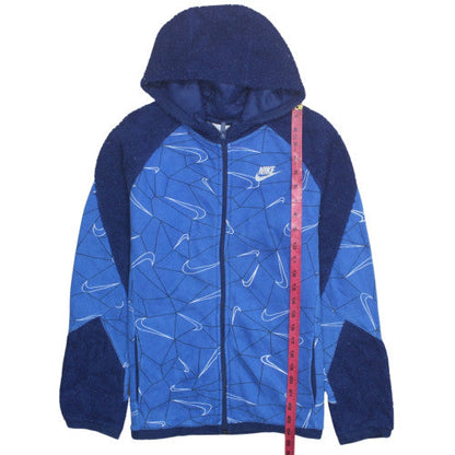 Nike Boys Blue Full Zip Fleece Hoodie XL 158-170cm Graphic Sportswear