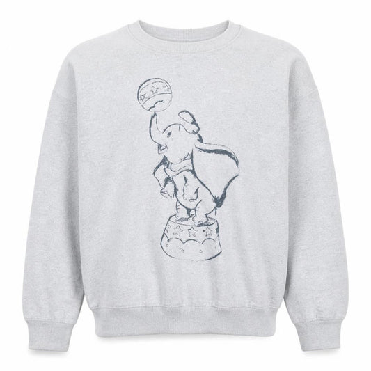 Front view of Disney unisex grey dumbo graphic print pullover sweatshirt s