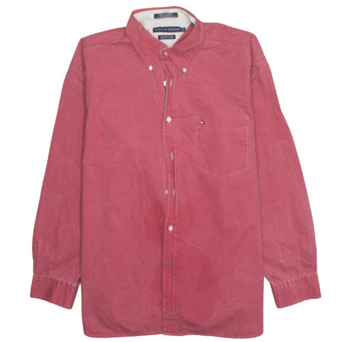 Tommy Hilfiger Men's Red Cotton Corduroy Button-Down Shirt XL