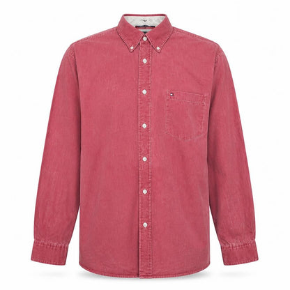 Tommy Hilfiger Men's Red Cotton Corduroy Button-Down Shirt XL