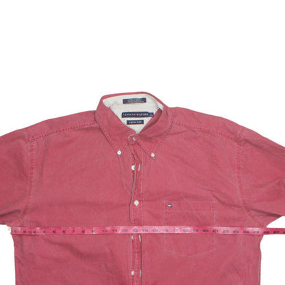 Tommy Hilfiger Men's Red Cotton Corduroy Button-Down Shirt XL